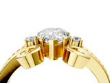 Yellow gold Pear Solitaire Twisted Band Scroll Prong Ring_7