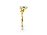 Yellow gold Pear Solitaire Twisted Band with Bead Prong Setting_373