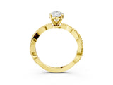 Yellow gold Pear Solitaire Twisted Band with Bead Prong Setting_374