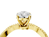 Yellow gold Pear Solitaire Twisted Band with Bead Prong Setting_375