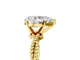 Yellow gold Pear Solitaire Twisted Band with Bead Prong Setting_376