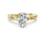 Yellow gold Pear Solitaire Twisted Band with Pavé Accents and Four-Prong Setting_26