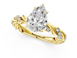 Yellow gold Pear Solitaire Twisted Band with Pavé Accents and Four-Prong Setting_27