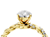 Yellow gold Pear Solitaire Twisted Band with Pavé Accents and Four-Prong Setting_30
