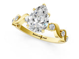 Yellow gold Pear Solitaire Twisted Band with Prong Setting 1