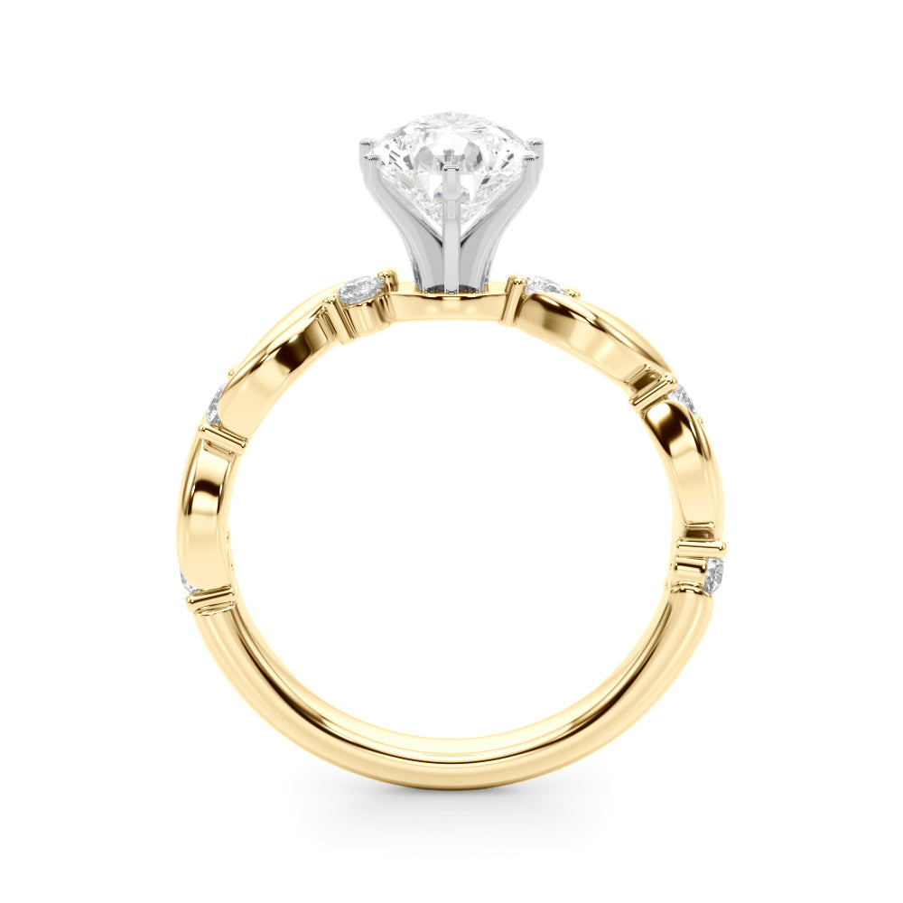 Yellow gold Pear Solitaire Twisted Band with Prong Setting 2