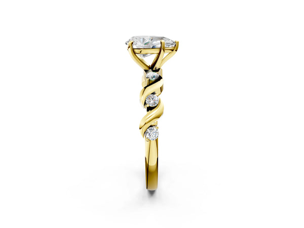 Yellow Gold Pear-Shaped Solitaire Engagement Ring Setting with Ribbon Twist Accent Band