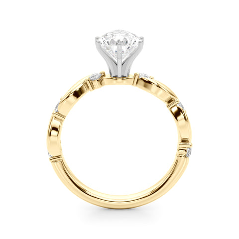 Yellow gold Pear Solitaire Twisted Band with Prong Setting 2