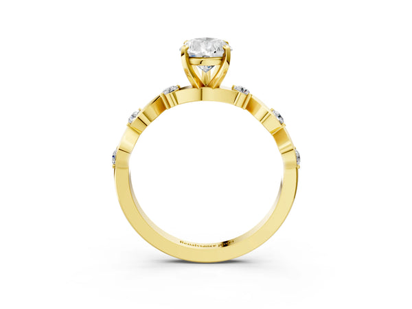 Yellow Gold Pear-Shaped Solitaire Engagement Ring Setting with Ribbon Twist Accent Band