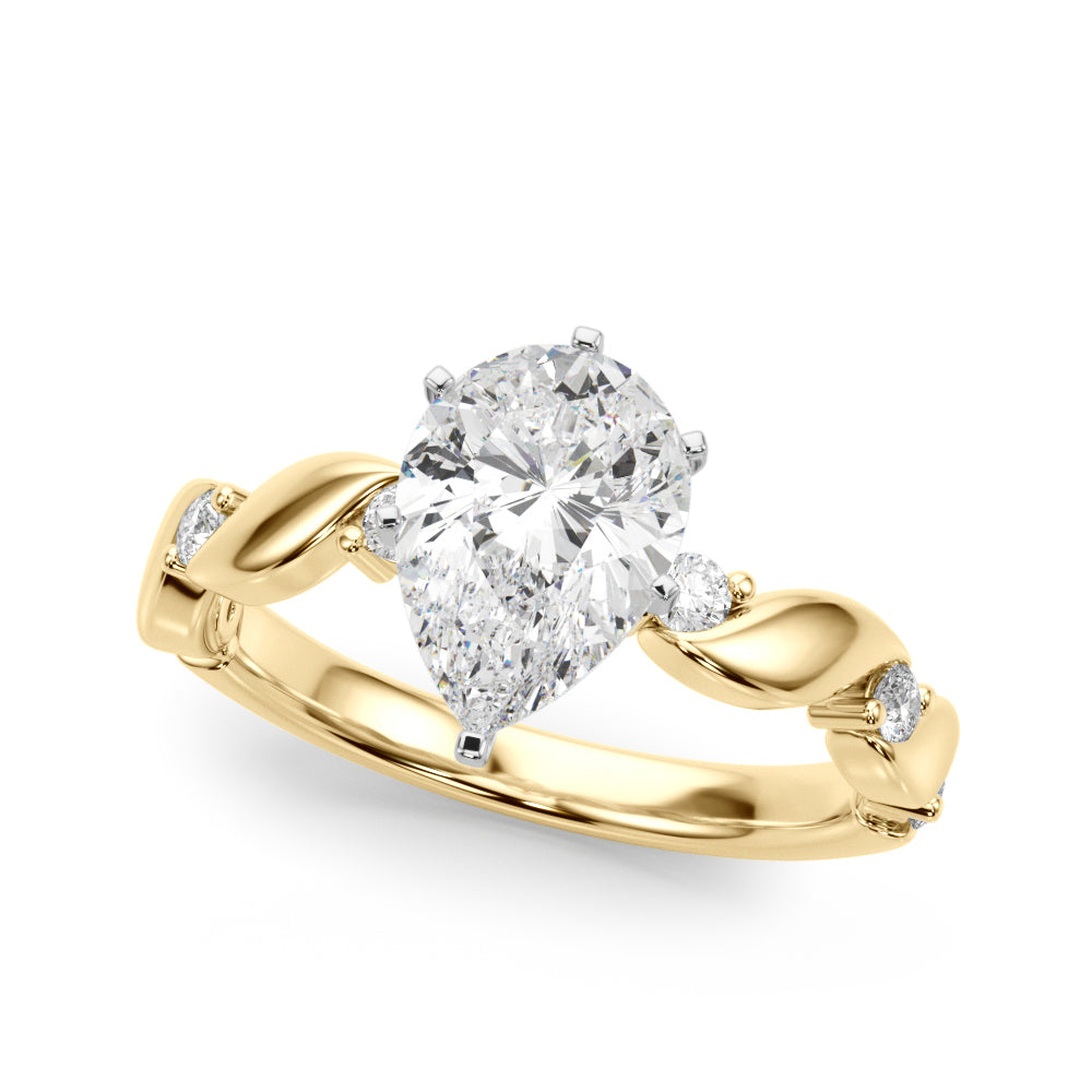 Yellow gold Pear Solitaire Twisted Band with Prong Setting