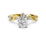 Yellow gold Pear Solitaire Twisted Band with Prong Setting