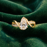 Yellow gold Pear Solitaire Twisted Band with Prong Setting_15