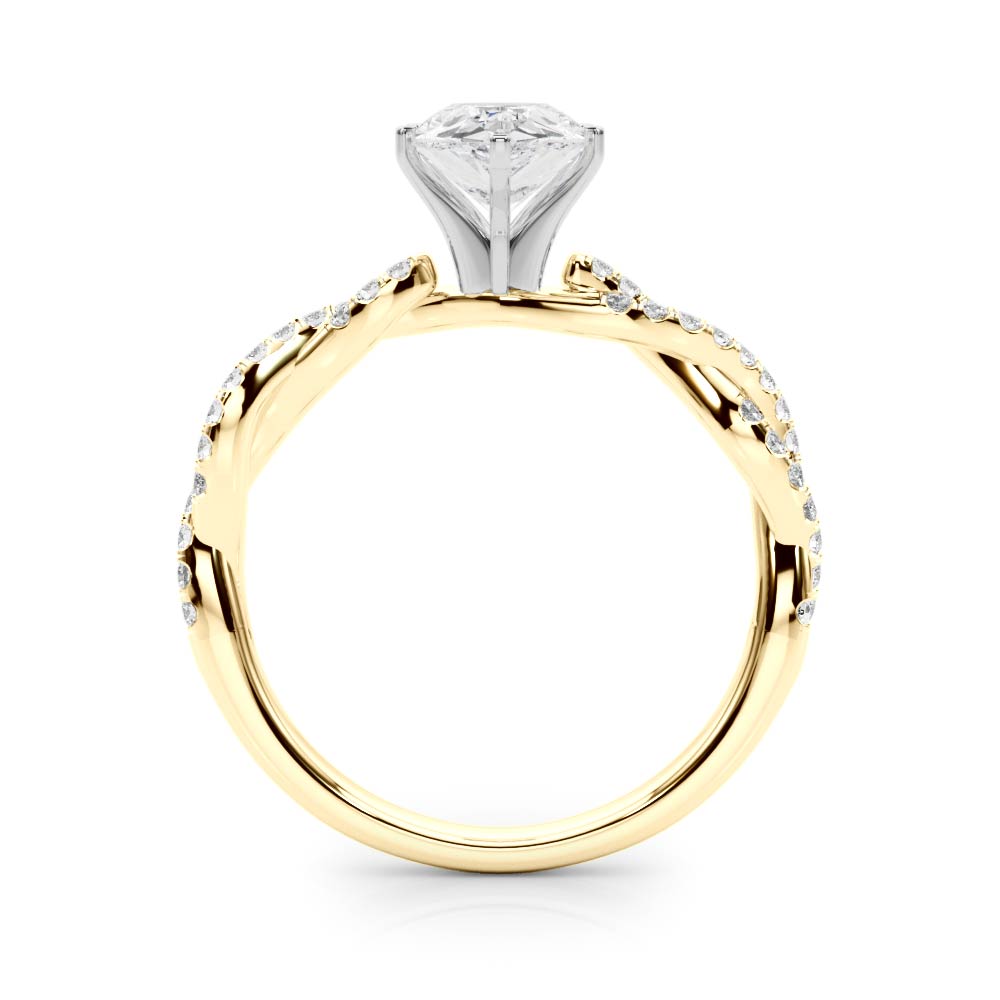 Yellow gold Pear Solitaire Twisted Pave Band with Four-Prong Setting 2