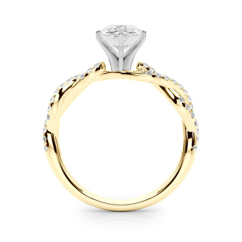 Yellow gold Pear Solitaire Twisted Pave Band with Four-Prong Setting 2