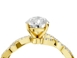 Yellow gold Pear Solitaire Twisted Pave Band with Four-Prong Setting_12