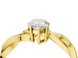 Yellow gold Pear Solitaire Twisted Pave Diamond Ring with Four-Prong Setting_16