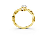 Yellow gold Pear Solitaire Twisted Pave Diamond Ring with Four-Prong Setting_83