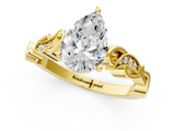 Yellow gold Pear Solitaire Vine Band with Milgrain Prong Setting_10