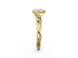 Yellow gold Pear Solitaire Vine Band with Milgrain Prong Setting_11