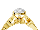 Yellow gold Pear Solitaire Vine Band with Milgrain Prong Setting_13