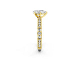 Yellow gold Pear Solitaire with Pavé Band and Four-Prong Setting_329