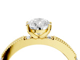 Yellow gold Pear Solitaire with Pavé Band and Four-Prong Setting_331