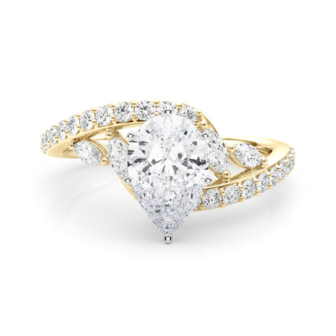 Yellow gold Pear Solitaire with Pavé Twist Band and Four-Prong Setting 1
