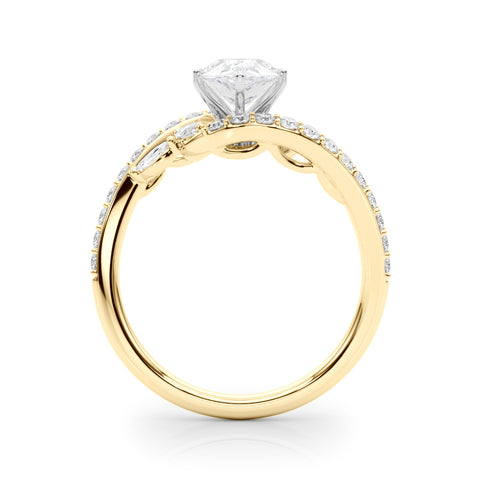 Yellow gold Pear Solitaire with Pavé Twist Band and Four-Prong Setting 2