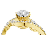 Yellow gold Pear Solitaire with Pavé Twist Band and Four-Prong Setting_67