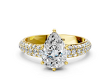 Yellow gold Pear Solitaire with Pave Band and Four-Prong Setting_20