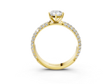 Yellow gold Pear Solitaire with Pave Band and Four-Prong Setting_23
