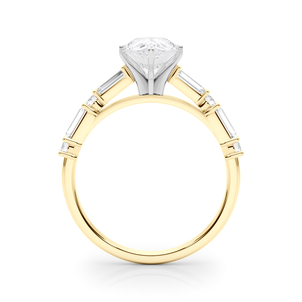 Yellow gold Pear Solitaire with Side Baguettes and Channel Set Band 2
