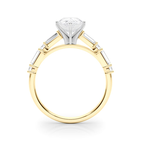 Yellow gold Pear Solitaire with Side Baguettes and Channel Set Band 2