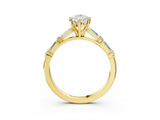 Yellow gold Pear Solitaire with Side Baguettes and Channel Set Band_72