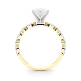 14K Yellow Gold 2.52 Carat F VVS2 Pear Solitaire with Side Stones on a Pavé Band and Four-Prong Setting