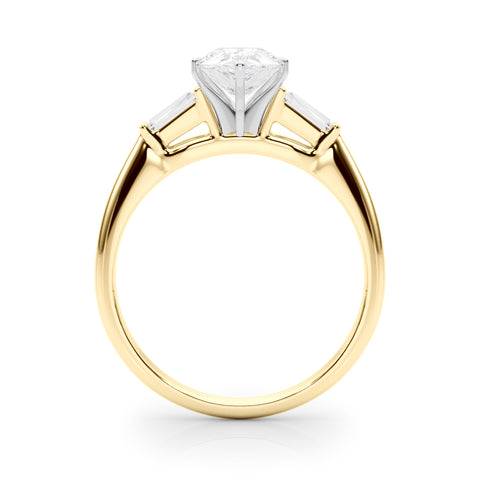Yellow gold Pear Solitaire with Tapered Baguette Side Stones on a Classic Band with Six-Prong Setting 2