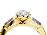 Yellow gold Pear Solitaire with Tapered Baguette Side Stones on a Classic Band with Six-Prong Setting_137