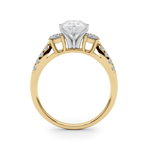 Yellow gold Pear Three-Stone Diamond Ring with Pavé Split Shank and Four-Prong Setting 2