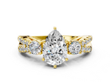 Yellow gold Pear Three-Stone Diamond Ring with Pavé Split Shank and Four-Prong Setting_71