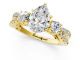 Yellow gold Pear Three-Stone Diamond Ring with Pavé Split Shank and Four-Prong Setting_72