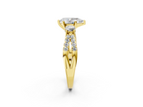Yellow gold Pear Three-Stone Diamond Ring with Pavé Split Shank and Four-Prong Setting_73