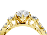 Yellow gold Pear Three-Stone Diamond Ring with Pavé Split Shank and Four-Prong Setting_75