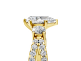 Yellow gold Pear Three-Stone Diamond Ring with Pavé Split Shank and Four-Prong Setting_76