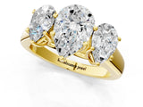 Yellow gold Pear Three-Stone Diamond Ring with Prong Setting on a Classic Band_16