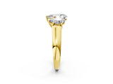 Yellow gold Pear Three-Stone Diamond Ring with Prong Setting on a Classic Band_17