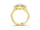 Yellow gold Pear Three-Stone Diamond Ring with Prong Setting on a Classic Band_18