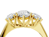 Yellow gold Pear Three-Stone Diamond Ring with Prong Setting on a Classic Band_19