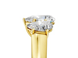 Yellow gold Pear Three-Stone Diamond Ring with Prong Setting on a Classic Band_20