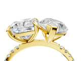 Yellow gold Pear and Cushion Toi Moi Ring with Prong Setting and Micro Pave Band 4