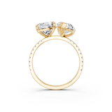 Yellow gold Pear and Cushion Toi Moi Ring with Prong Setting and Micro Pave Band_2
